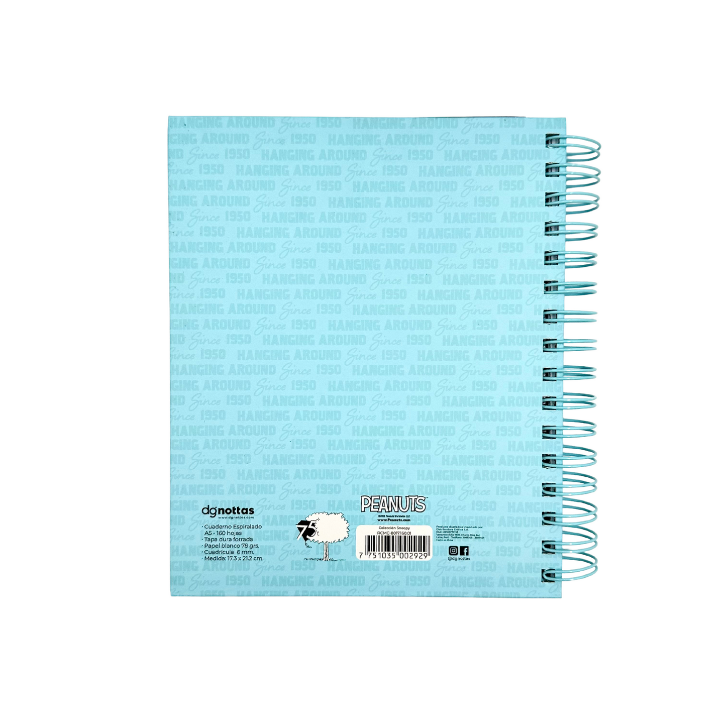 Cuaderno A5 Snoopy (celeste)
