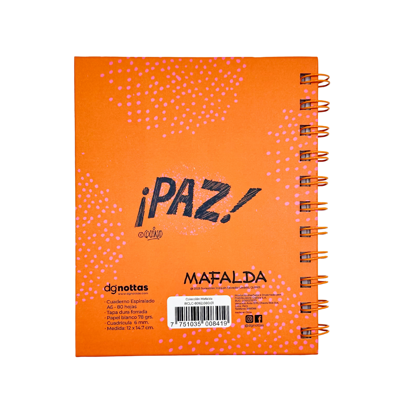Libreta A6 Mafalda (naranja)
