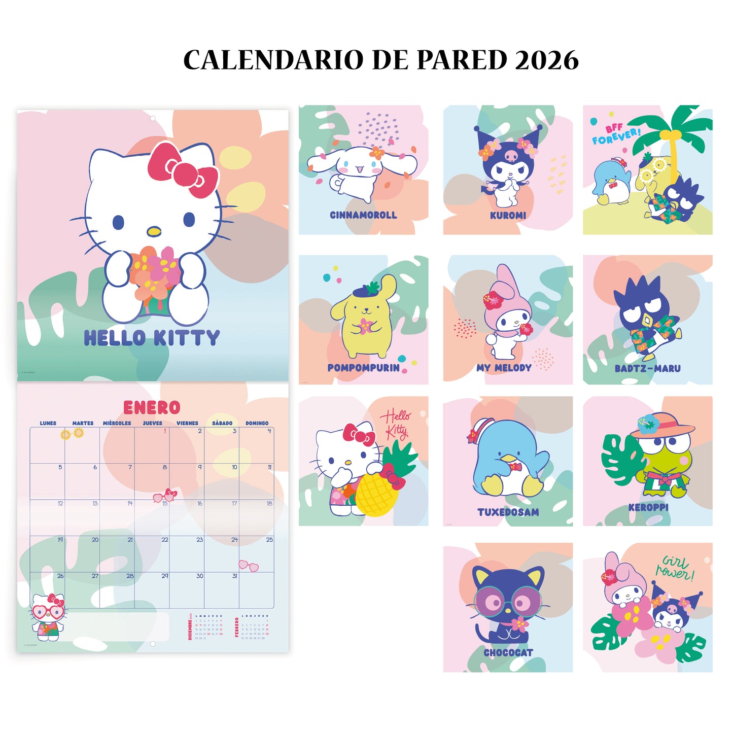 Calendario de Pared 2026 Hello Kitty