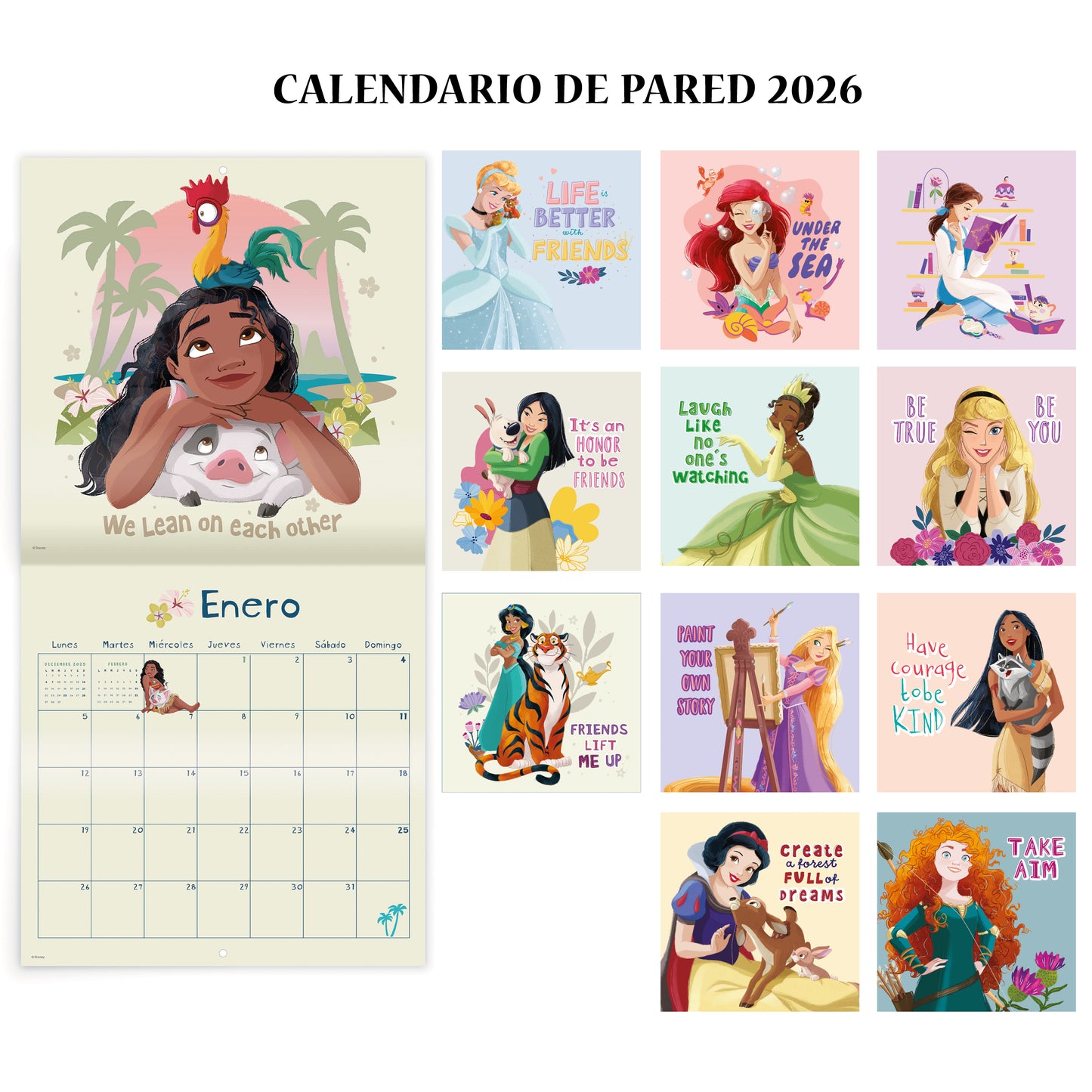 Calendario de Pared 2026 Princesas