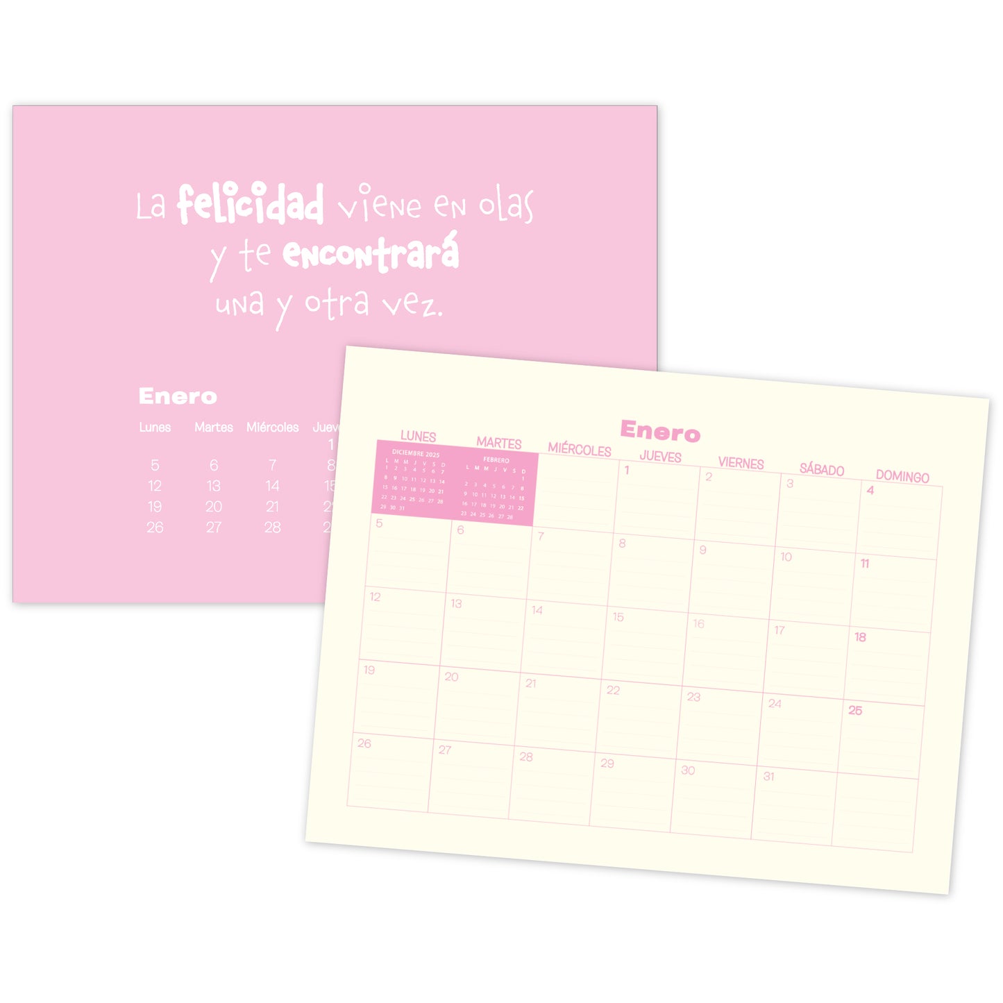 Calendario escritorio 2026 Pastel