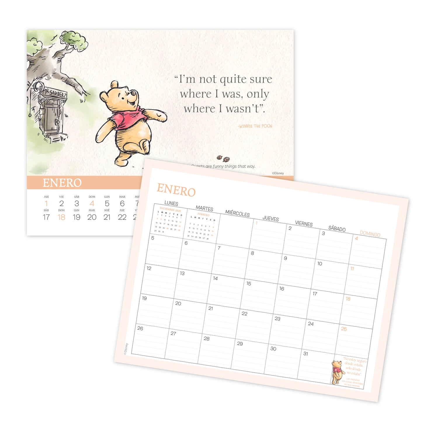 Calendario escritorio 2026 Pooh