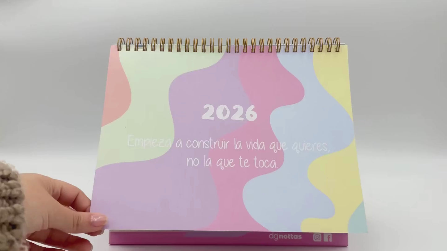 Cargar y reproducir el video en el visor de la galería, Calendario escritorio 2026 Pastel