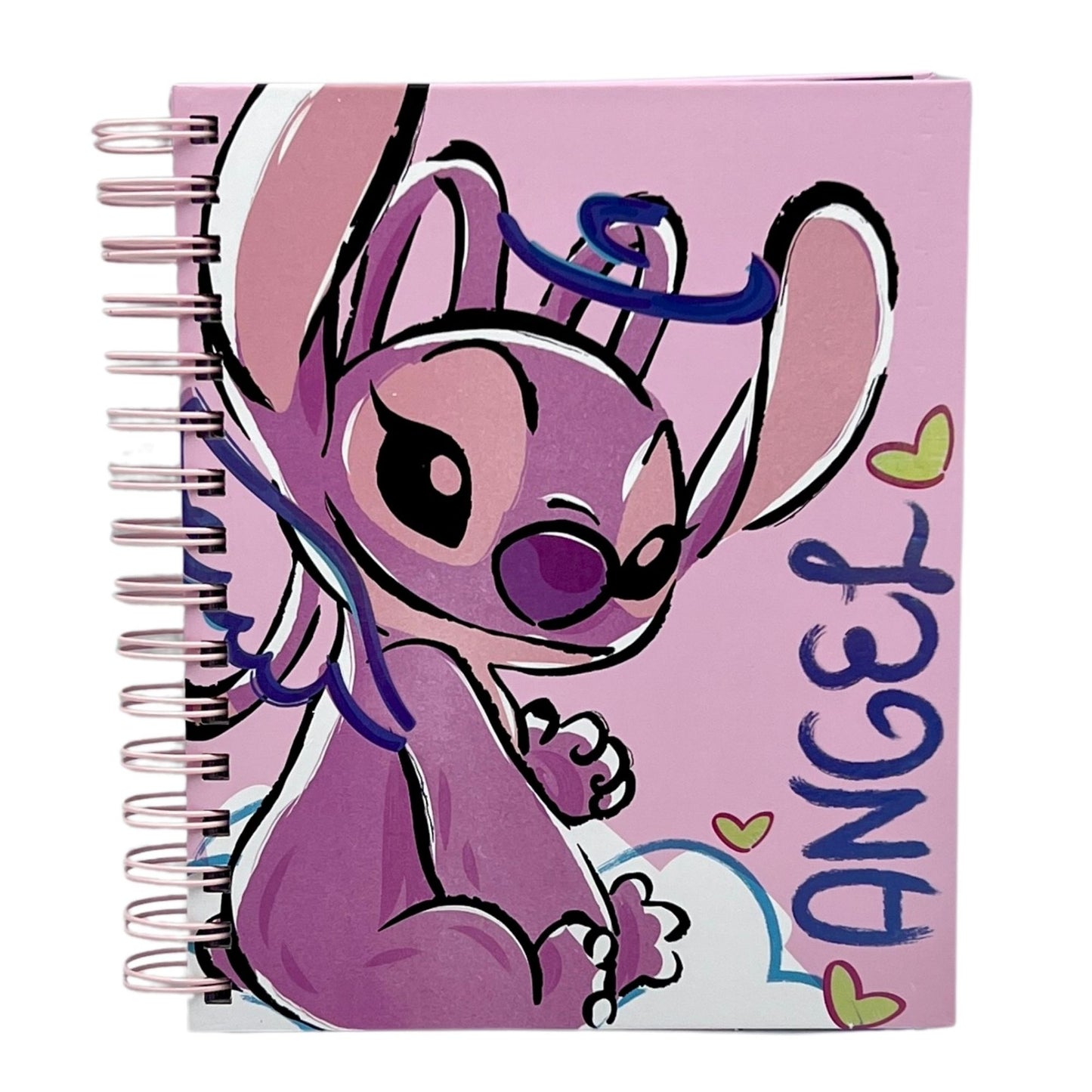 Cuaderno A5 Stitch rosado corazones