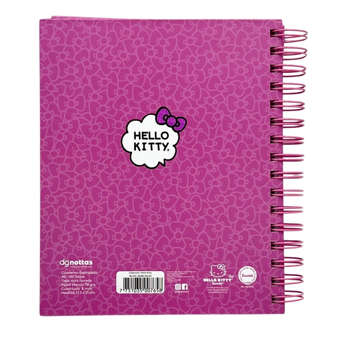 Cuaderno A5 Hello Kitty modelo 1 rosado oscuro