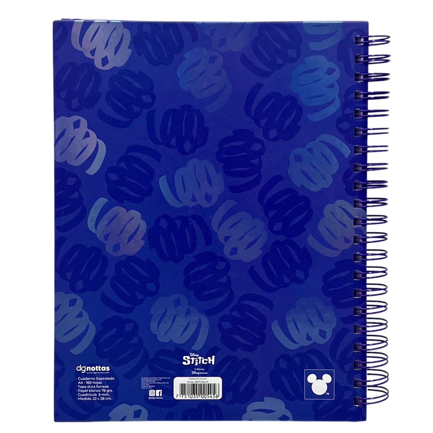 Cuaderno A4 Stitch azul oscuro
