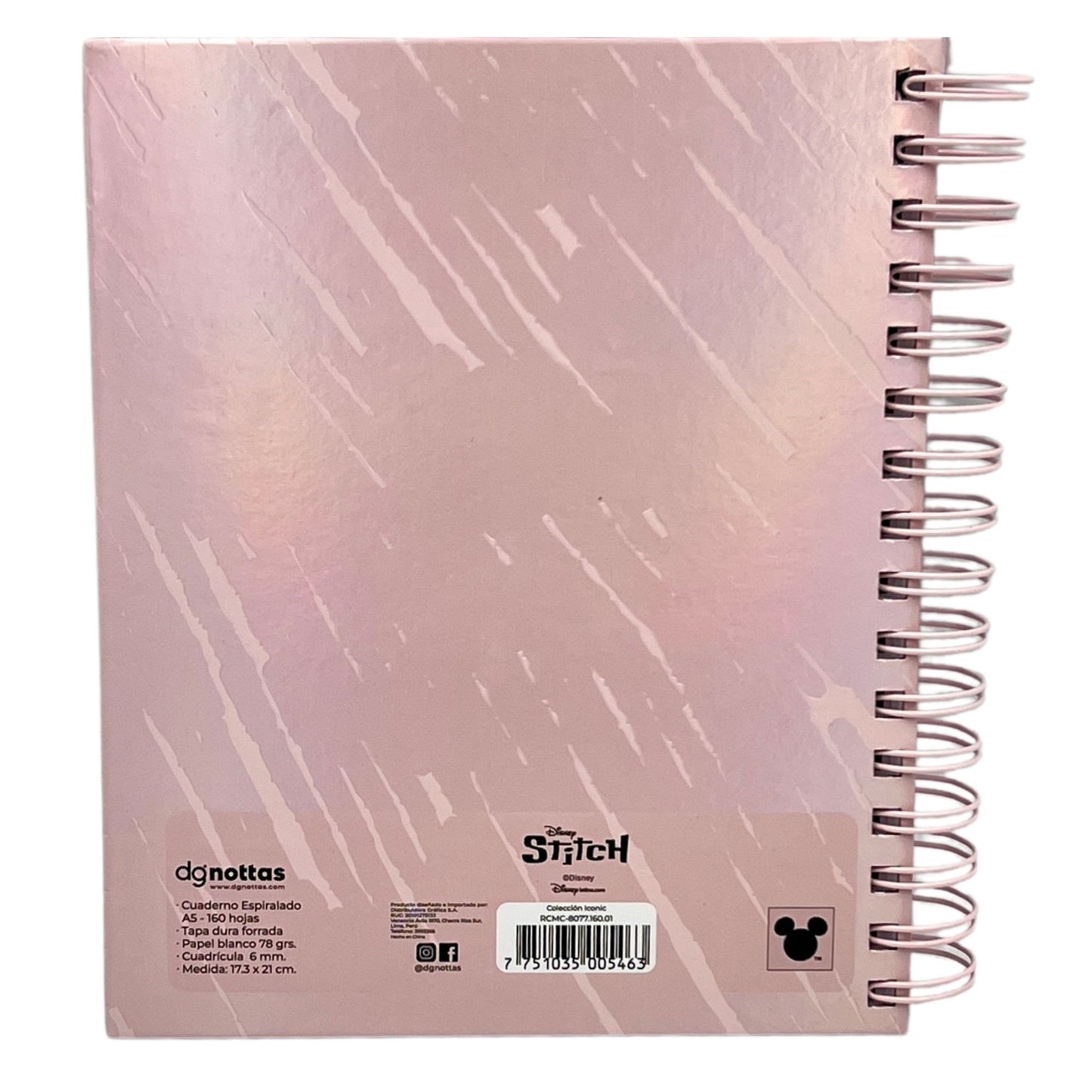 Cuaderno A5 Stitch rosado ohana
