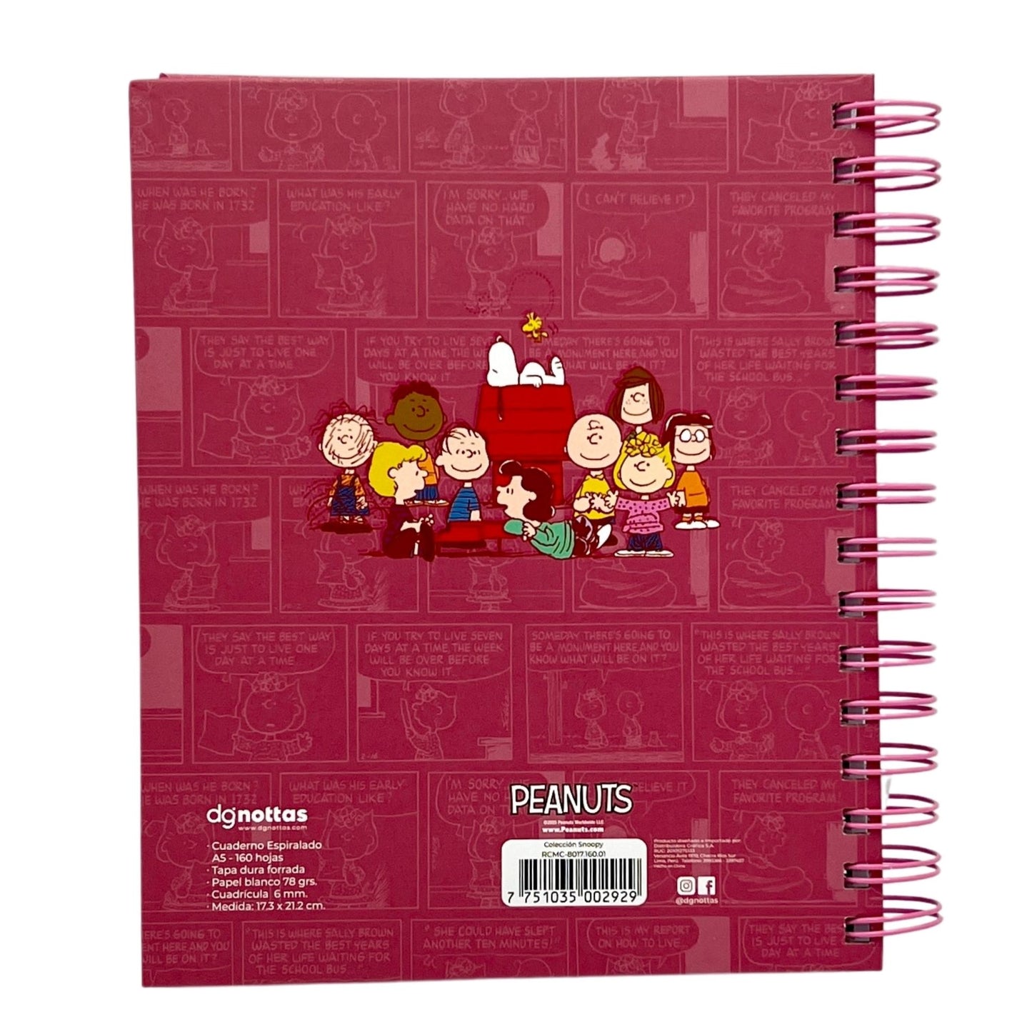 Cuaderno A5 Snoopy rosado