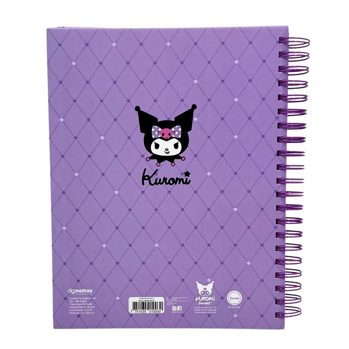 Cuaderno A4 kuromi modelo 1 morado