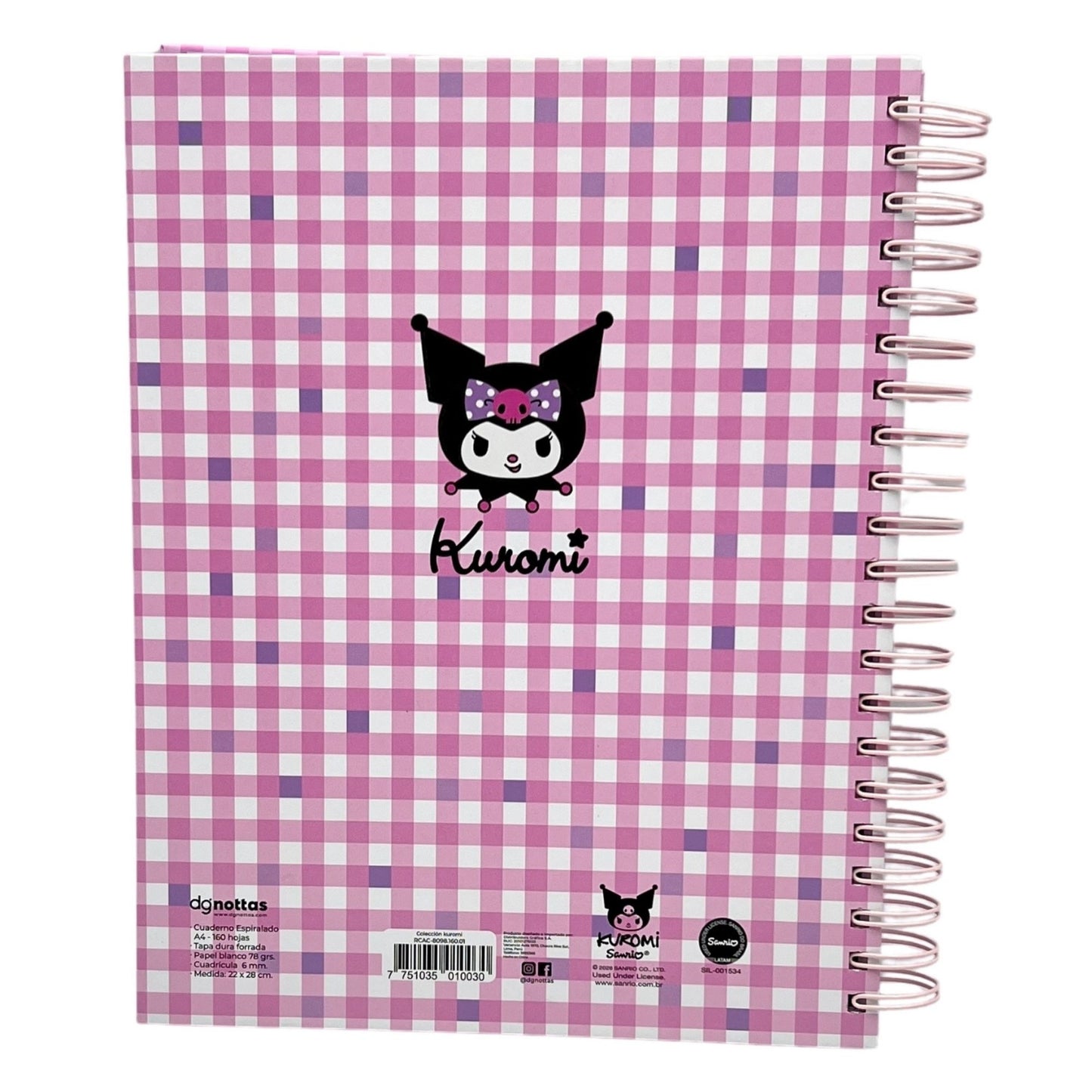 Cuaderno A4 kuromi modelo 2 rosado