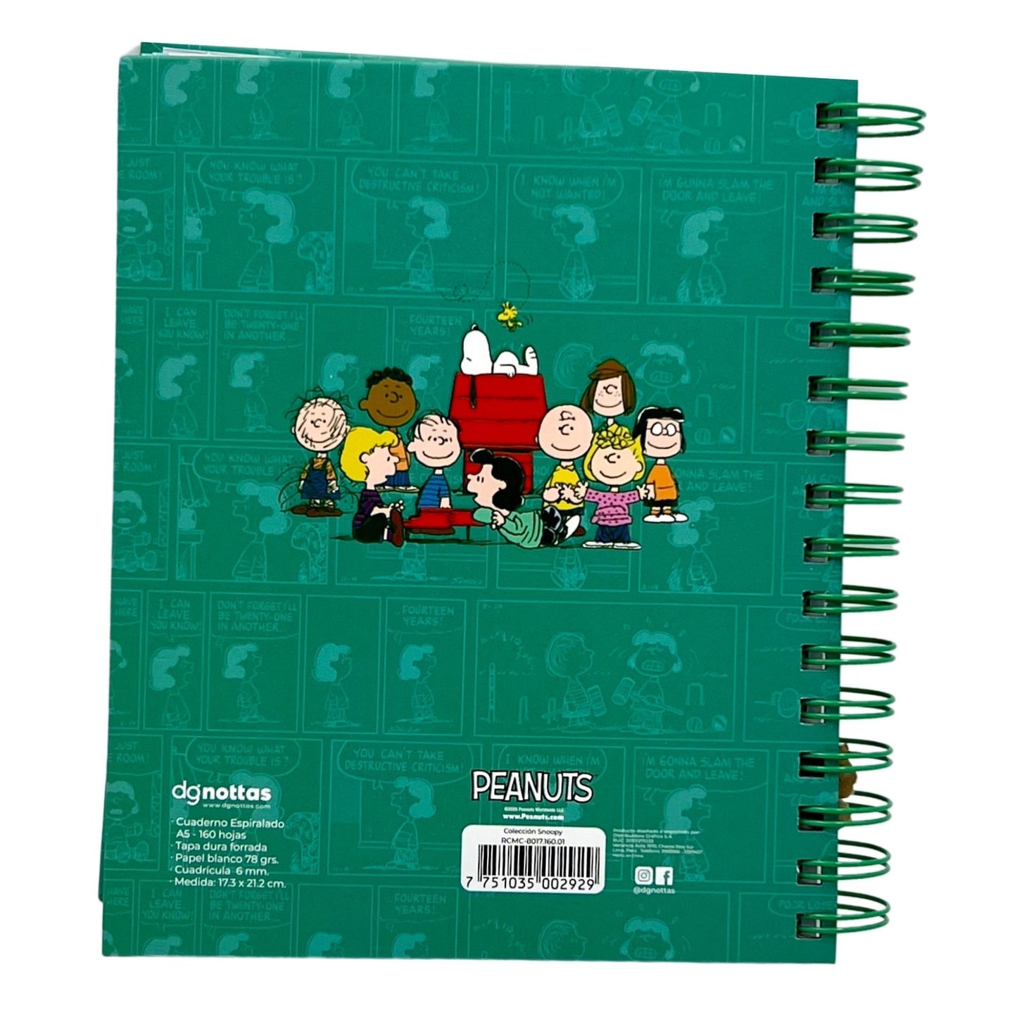 Cuaderno A5 Snoopy verde