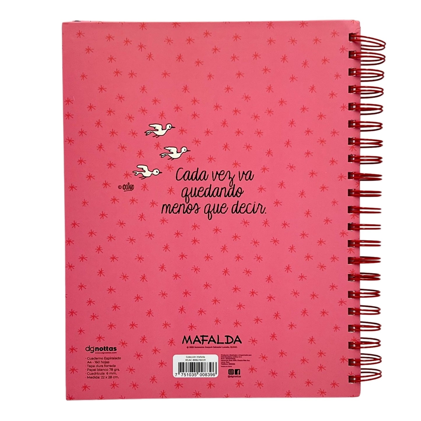 Cuaderno A4 Mafalda modelo 4 rojo