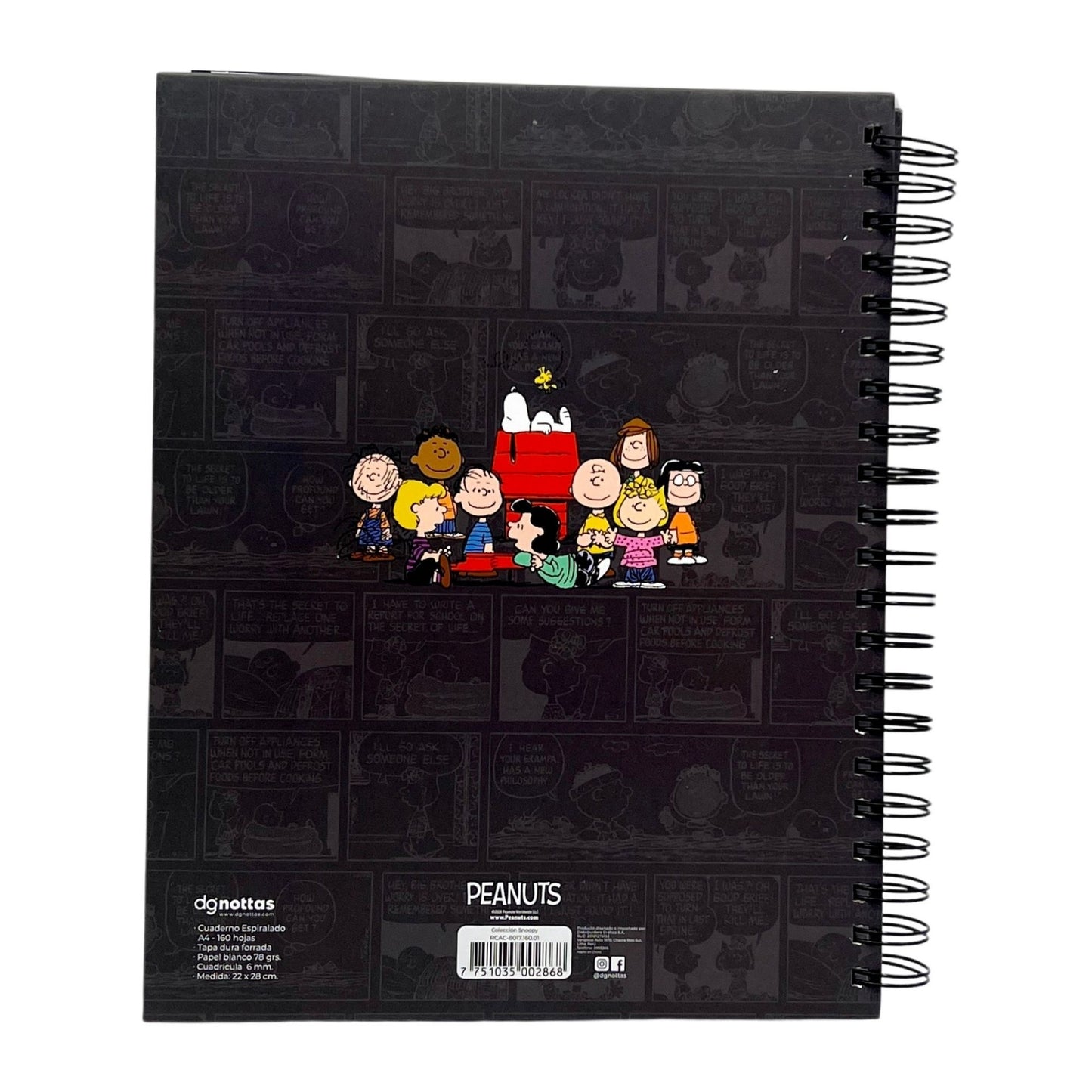 Cuaderno Snoopy A4 negro