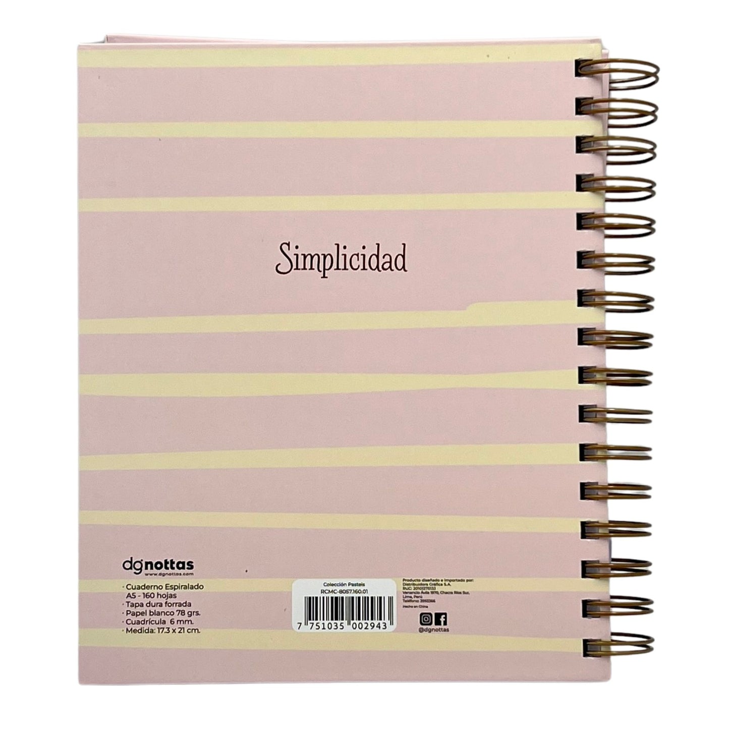 Cuaderno A5 rosado y crema