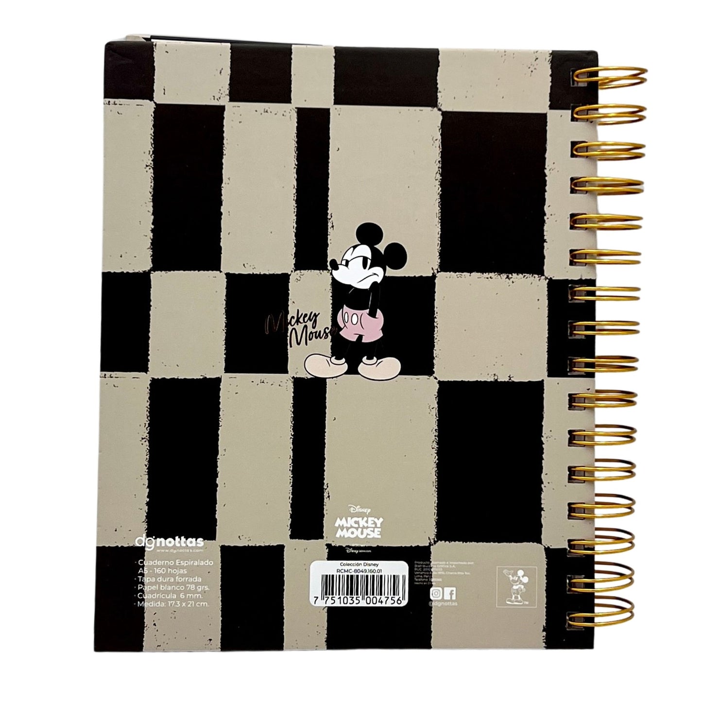 Cuaderno A5 Disney Mickey crema y negro