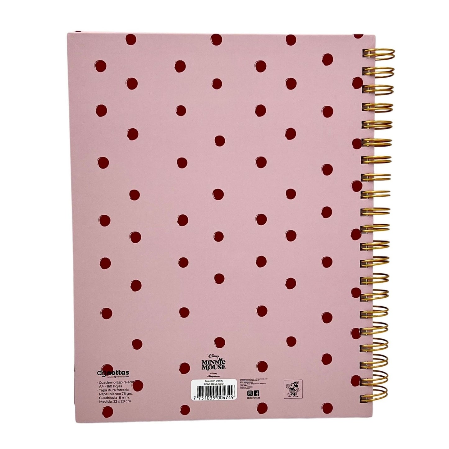 Cuaderno A4 Disney minnie rosado con puntos