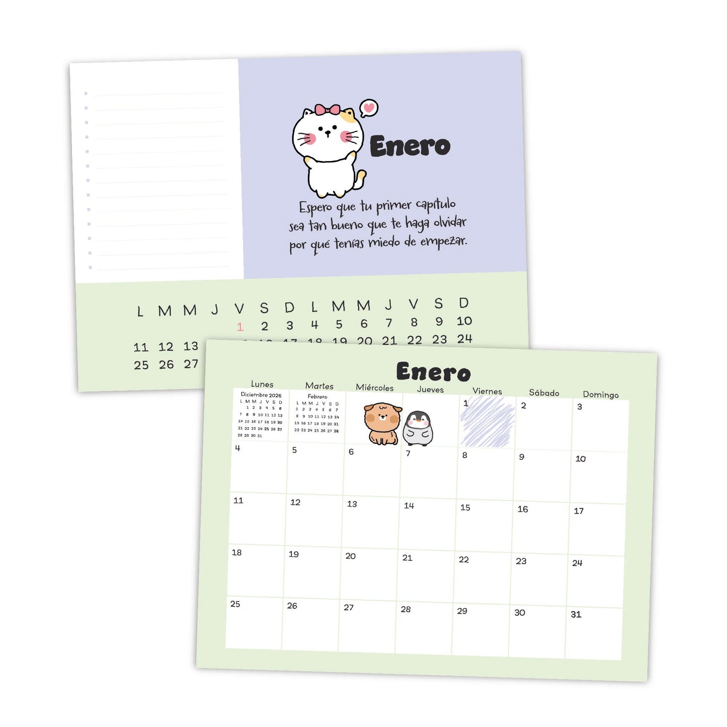 Calendario escritorio 2027 Pastel
