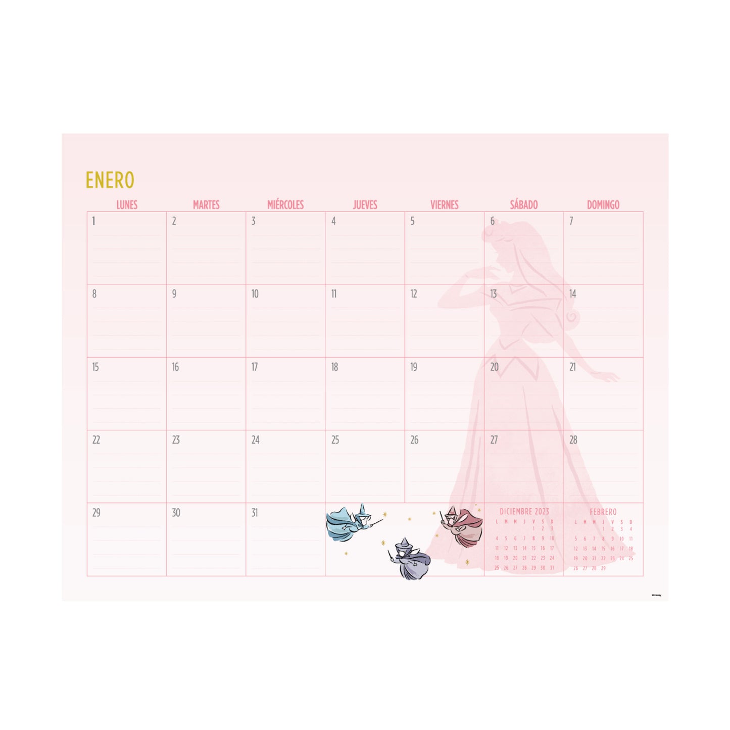 Calendario 2024 escritorio Princesas